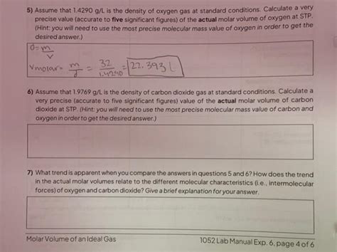 Solved Assume That G L Is The Density Of Oxygen Chegg