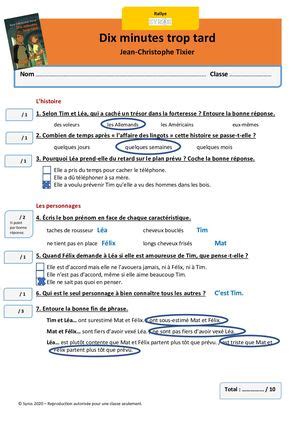 Calaméo Dix Minutes Trop Tard Corrigé Fiches Rallye Lecture