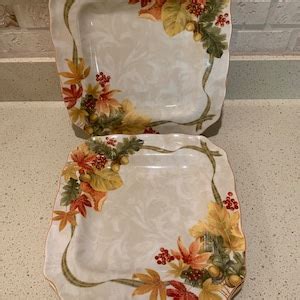 Fifth Autumn Celebration Square Dinner Plates Set Of Etsy