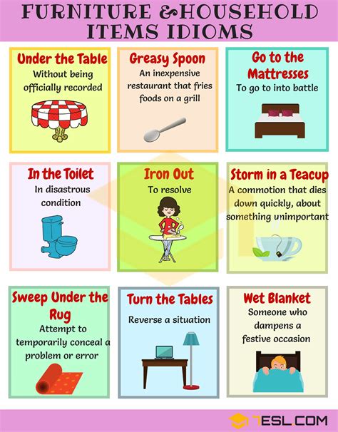 20 Furniture And Household Items Idioms In English • 7esl