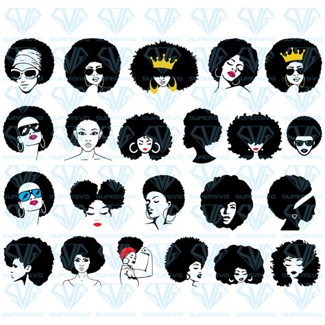 Afro Woman Bundle Svg Files For Silhouette Files For Cricut Svg Dxf