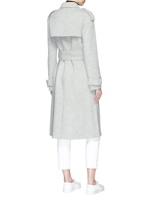 Theory Double Faced Wool Cashmere Melton Trench Coat In Grey Gray Lyst