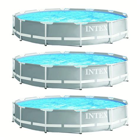 Intex 12 Ft X 30 In Durable Prism Steel Frame Above Ground Swimming Pool3 Pack