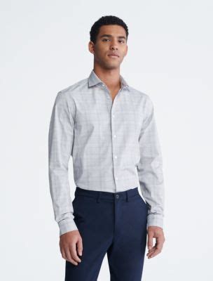 Steel Slim Fit Grey Plaid Dress Shirt | Calvin Klein® Canada