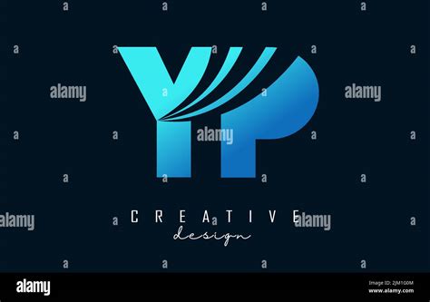 Creative Blue Letter YP Y P Logo With Leading Lines And Road Concept