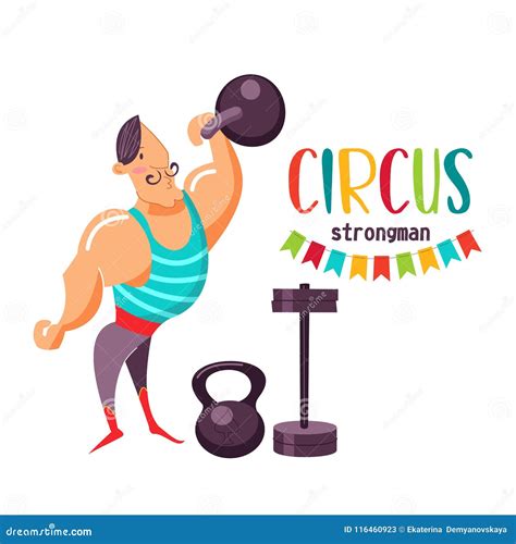 Circus Performer Circus Strong Man Lifting Heavy Weights Vector