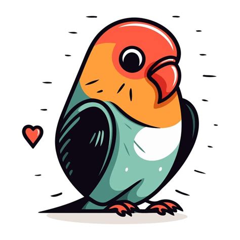 Premium Vector Cute Parrot With Heart In Its Beak Vector Illustration