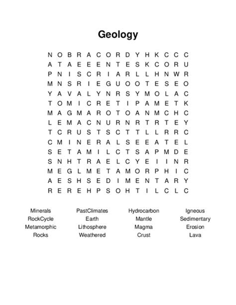 Geology Word Search