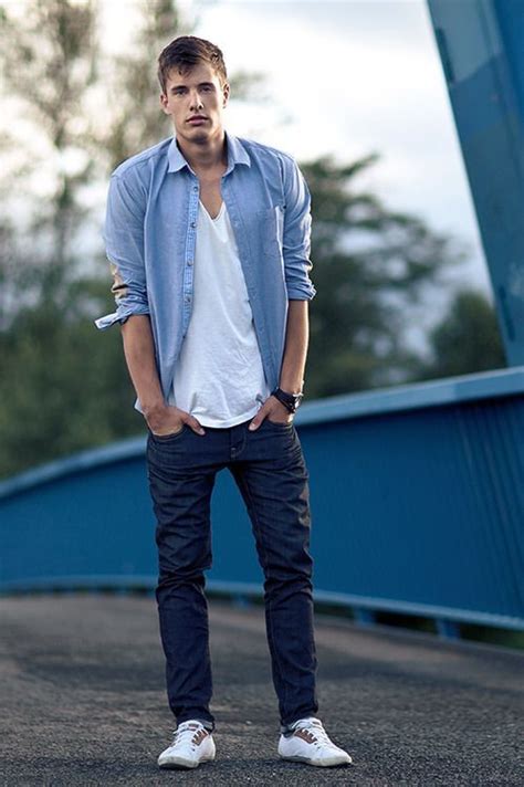 Dark Blue And Navy Jeans Ideas With Light Blue Denim Shirt College