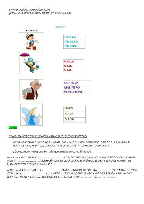 Pinocho Secuencia Didactica Para Ser Visada Copia Docx