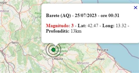 Terremoto In Abruzzo Oggi Marted Luglio Scossa M In