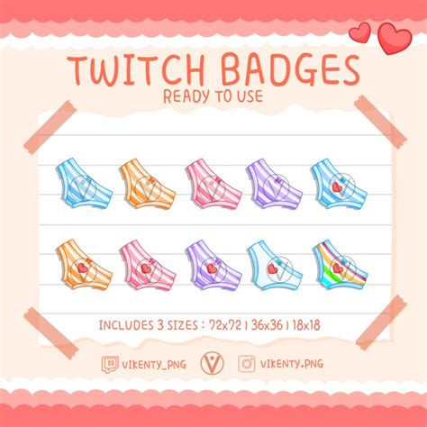 Panties Twitch Badges X10 Scalable Recolor Funny Underwear Love Heart