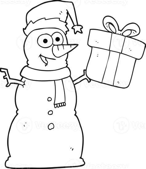 Hand Drawn Black And White Cartoon Snowman 45185234 Png