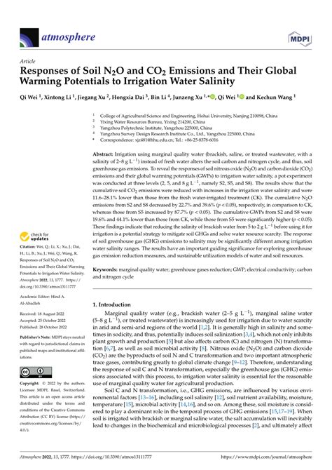 PDF Responses Of Soil N2O And CO2 Emissions And Their Global Warming