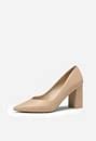 Pointed Toe Chunky High Heel Pump In Nude Pu Get Great Deals At Justfab