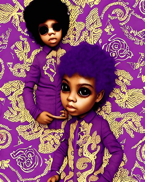 8k Ebony Prince Purple Music Whimsical Twins Hyper Realistic Intricate Graphic · Creative Fabrica