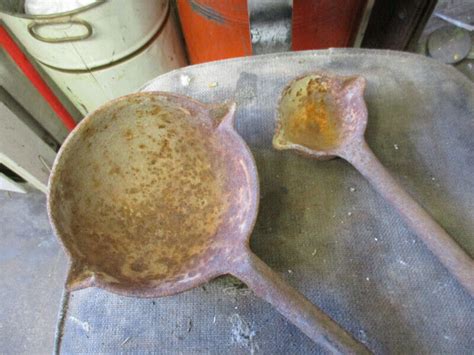 Old Cast Iron Molten Lead Pouring Ladles 15 Ea Blacksmith Arts