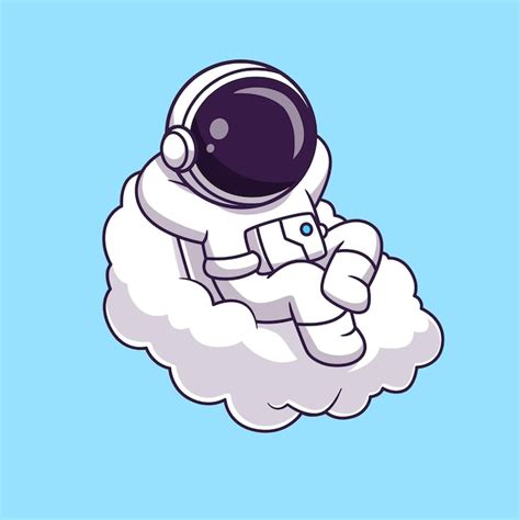 Astronauta lindo acostado en la nube icono vectorial de dibujos animados ilustración ciencia ...