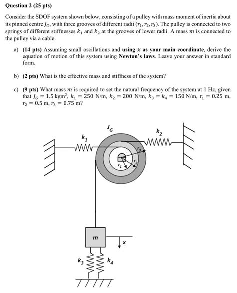 Solved Question Pts Consider The Sdof System Shown Chegg