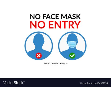 Warning No Face Mask Entry Royalty Free Vector Image