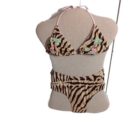 Letarte Piece Swimsuit Bikini Zebra Print Flamingo Gem