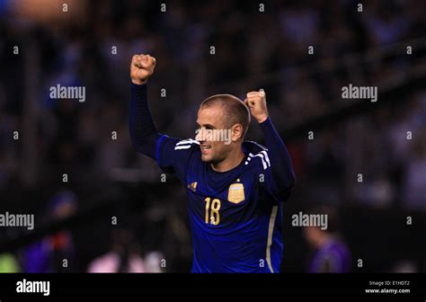 Buenos Aires, Argentina. 4th June, 2014. Argentina's Rodrigo Palacio celebrates after scoring ...