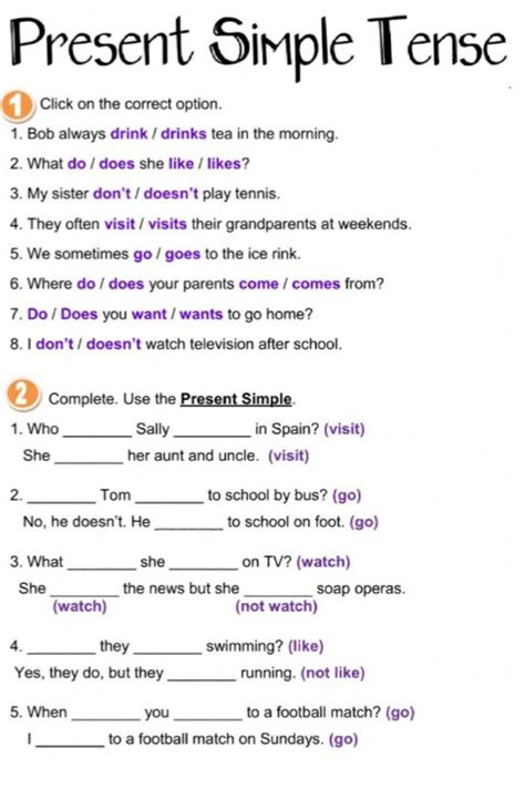 Simple Present Tense English Assignment Teachmint