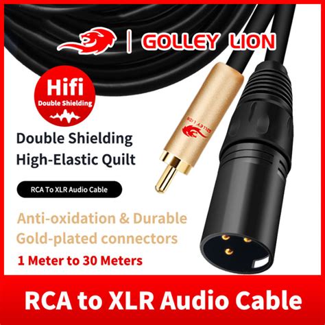 Golley Lion Rca สายสัญญาณเสียงแจ็ค Xlr ตัวผู้สำหรับมิกเซอร์คอนโซลแอมป์