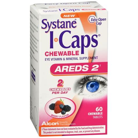 Systane I Caps Eye Vitamin And Mineral Supplement Areds 2 Chewable Tablets Berry Flavor 60 Tb