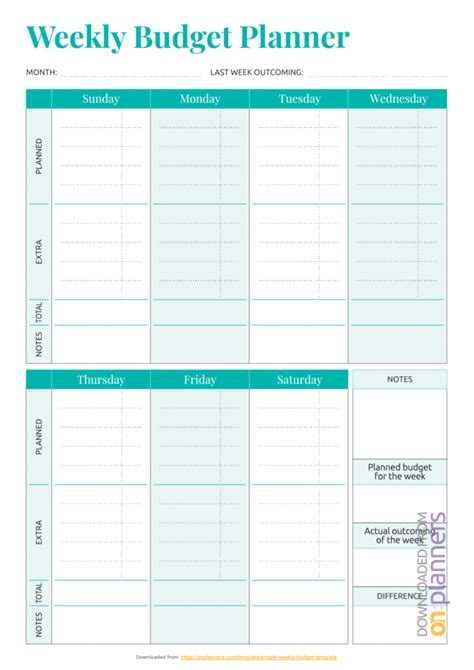 Free Printable Simple Weekly Budget Pdf Download — Db