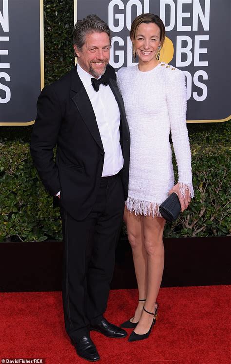 Golden Globes Hugh Grant Hits Red Carpet With Wife Anna Eberstein