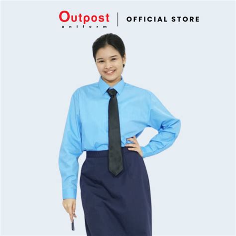 Outpost Kemeja Biru Pengawas Sekolah Lengan Panjang Baju Sekolah