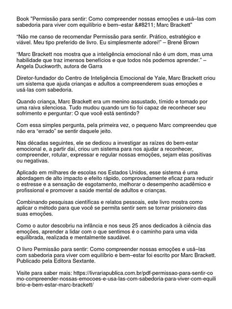 Permissão Para Sentir Pdf - Permissão para Sentir: Compreendendo Emoções | PDF