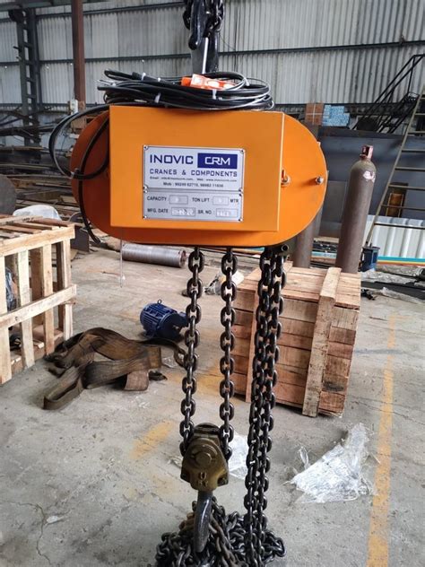 INOVIC CRM Mild Steel Motorized Chain Pulley Block For Lifting