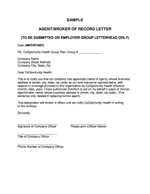 Change Of Broker Letter Template Fill And Sign Printable Template Online