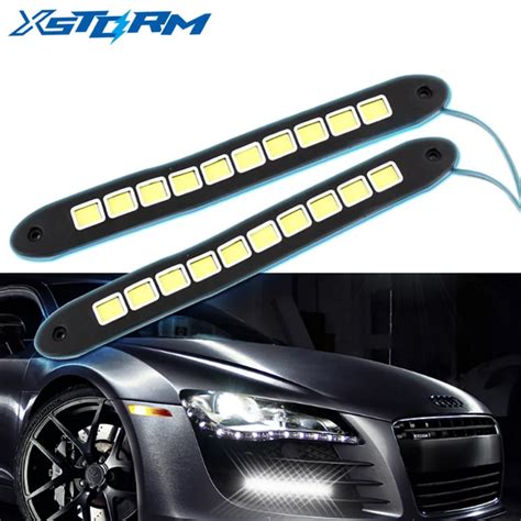 2Pcs LED Daytime Running Lights Car Styling Waterproof COB Strip Lights