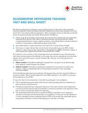 BBP Fact And Skill Sheet Pdf BLOODBORNE PATHOGENS TRAINING FACT AND