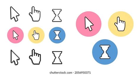 Pixel Cursors Icons Mouse Hand Arrow Stock Vector Royalty Free