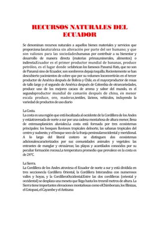 Recursos Naturales Del Ecuador PDF