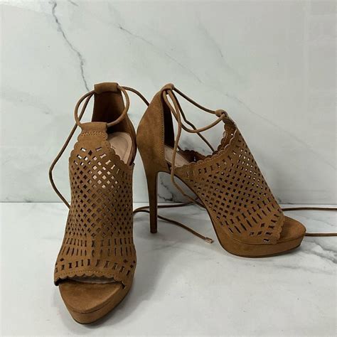 Aldo Platform Laser Cut Out Lace Up Stiletto Heels Gem