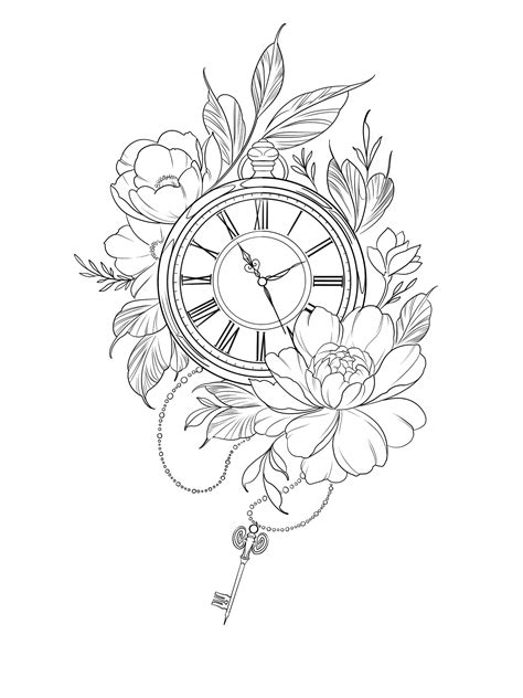 Tattoo Stencil Designs Clock Tattoo Design Floral Tattoo Design