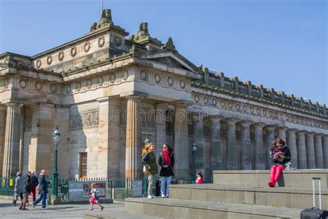 View of the Scottish National Gallery or National Gallery of Scotland, the Neoclassical Building ...