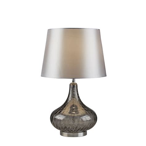 Cantata Smokey Glass Table Lamp Grey Shade Electric City