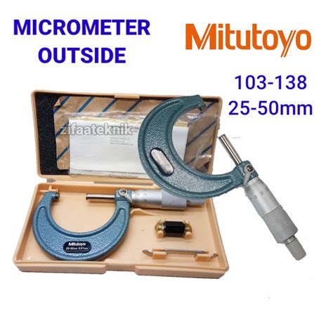 Jual Micrometer Outside Mitutoyo 103 138 25 50mm Range 0 01mm 0riginal