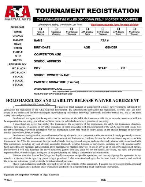 Tournament Registration Form Fill Out Printable PDF Forms Online