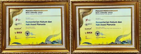 Kementerian Humum Dan HAM Raih 2 Kategori Dalam BKN Award Tahun 2022