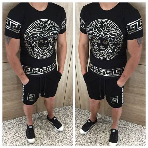 Versace Man S Summer Set Tshirt And Shorts Black Con Im Genes