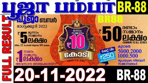 Kerala Lottery Pooja Bumper Br 88 Kerala Lottery Result 20112022