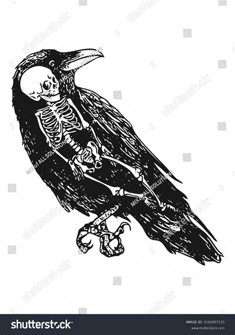 Crow Skeleton Isolated On White Hand Stock Vector (Royalty Free) 2162907125 | Shutterstock