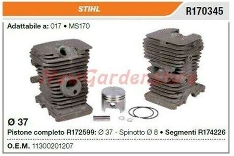 Kit Piston Cylinder Segments Engine Chainsaw 017 MS170 Stihl